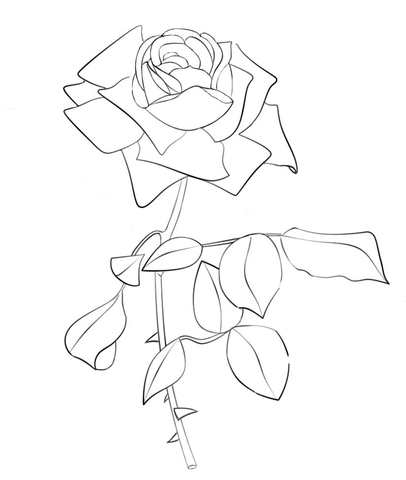 Online coloring book: Coloring page forging rose